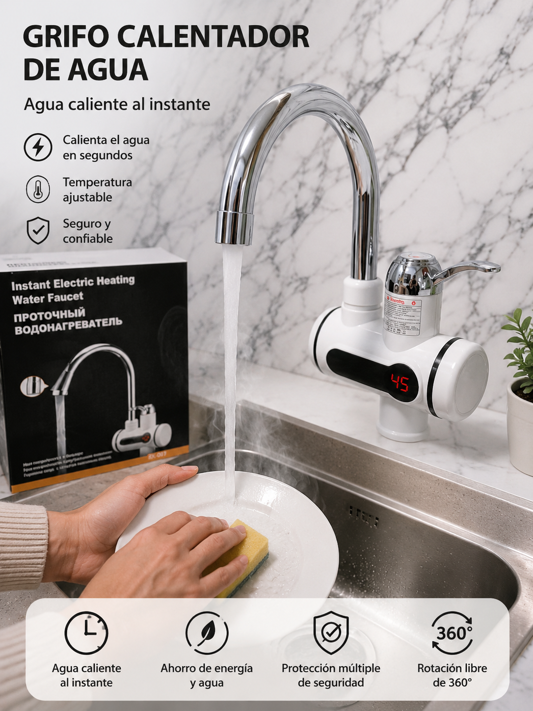 GRIFO ELÉCTRICO DIGITAL 3000W - AGUA CALIENTE AL INSTANTE